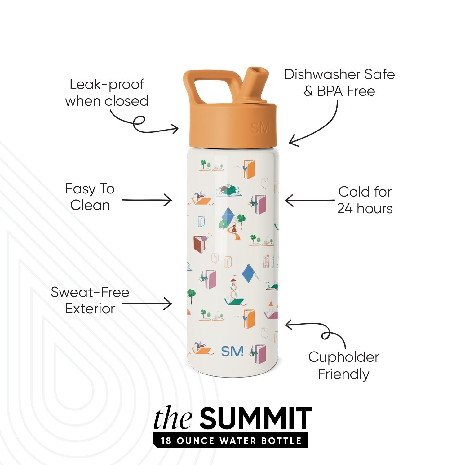 Summit Kids Water Bottle with Straw Lid - Book Club