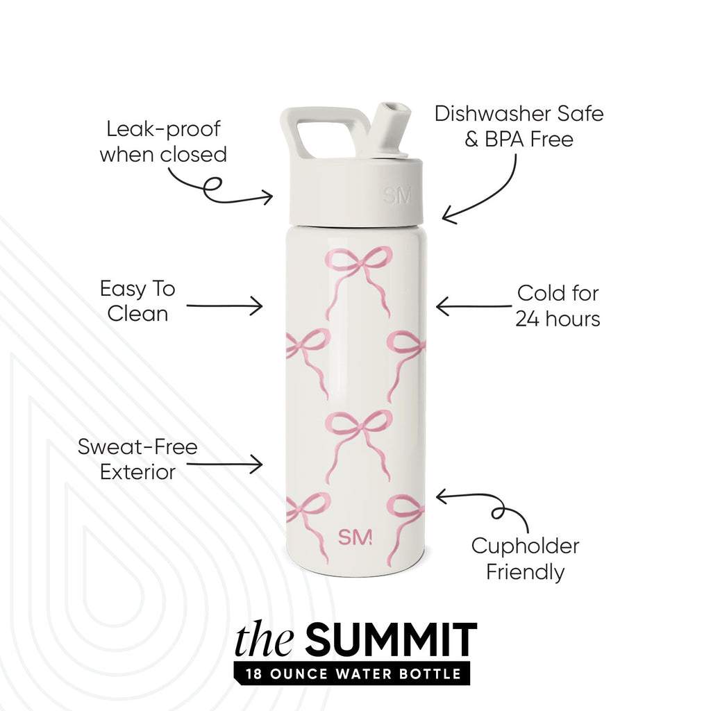 Summit Kids Water Bottle with Straw Lid - Bows