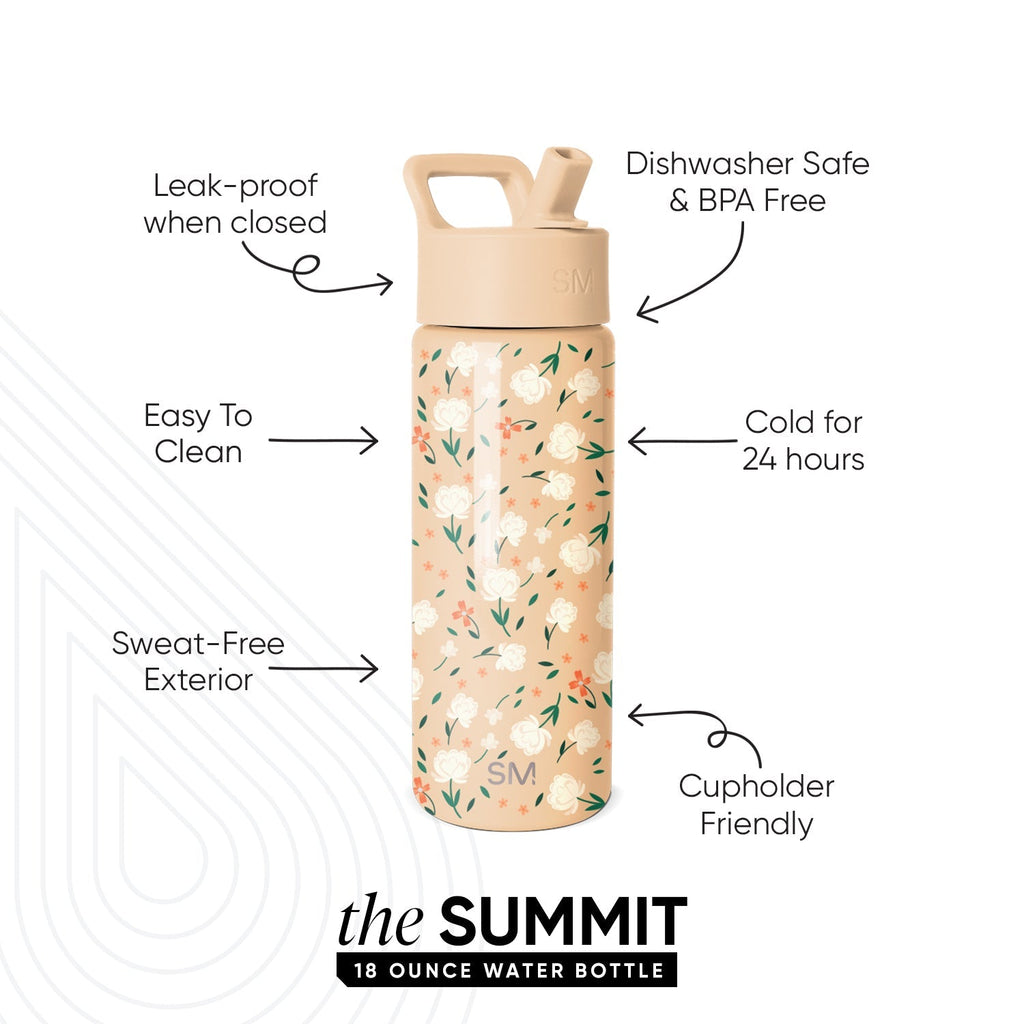 Summit Kids Water Bottle with Straw Lid - Chloe Floral