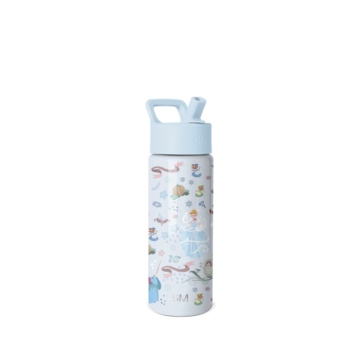 Summit Kids Water Bottle with Straw Lid - Cinderella Floral Wishes
