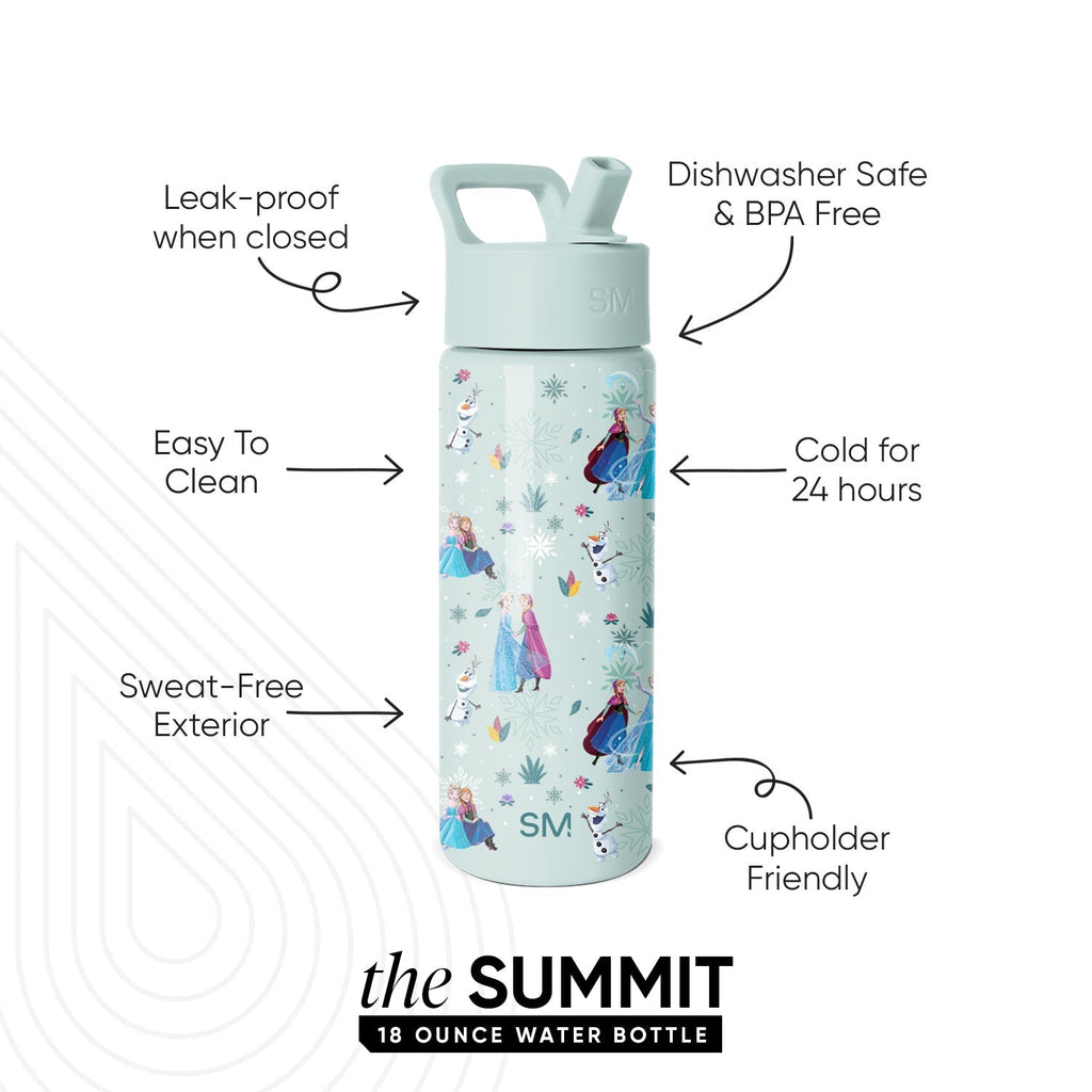Summit Kids Water Bottle with Straw Lid - Frozen Swirls