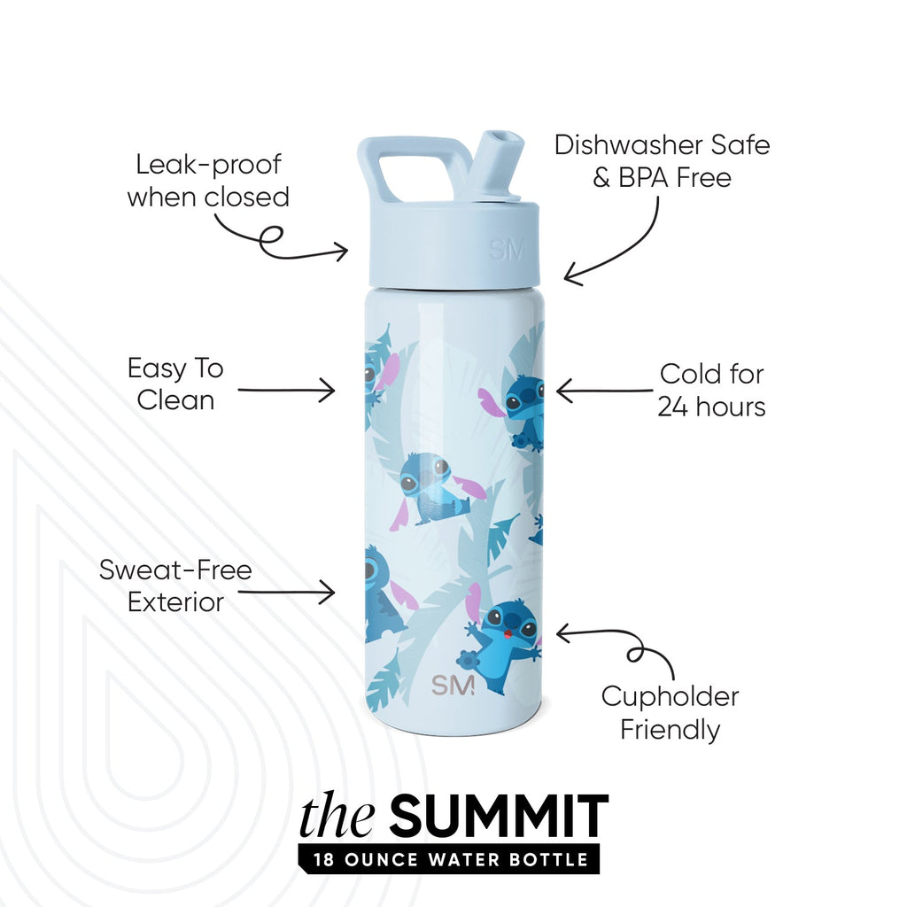 Summit Kids Water Bottle with Straw Lid - Tropical Stitch