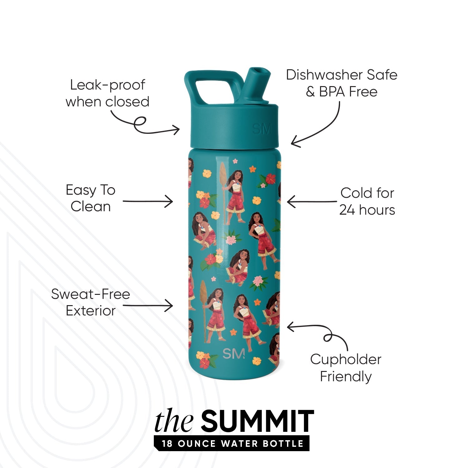 Summit Kids Water Bottle with Straw Lid - Moana Oceana