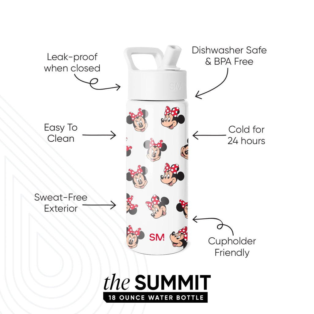 Summit Kids Water Bottle with Straw Lid - Minnie Mouse Fun