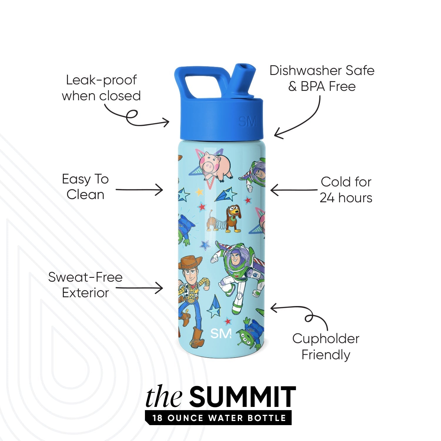 Summit Kids Water Bottle with Straw Lid - Buzz and Woody Adventures