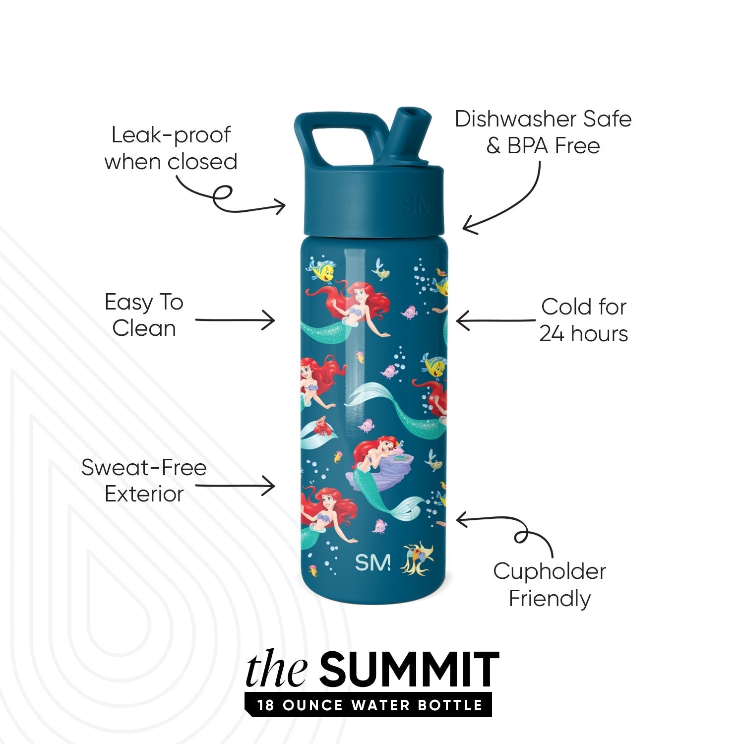 Summit Kids Water Bottle with Straw Lid - Ariel's Day Dream