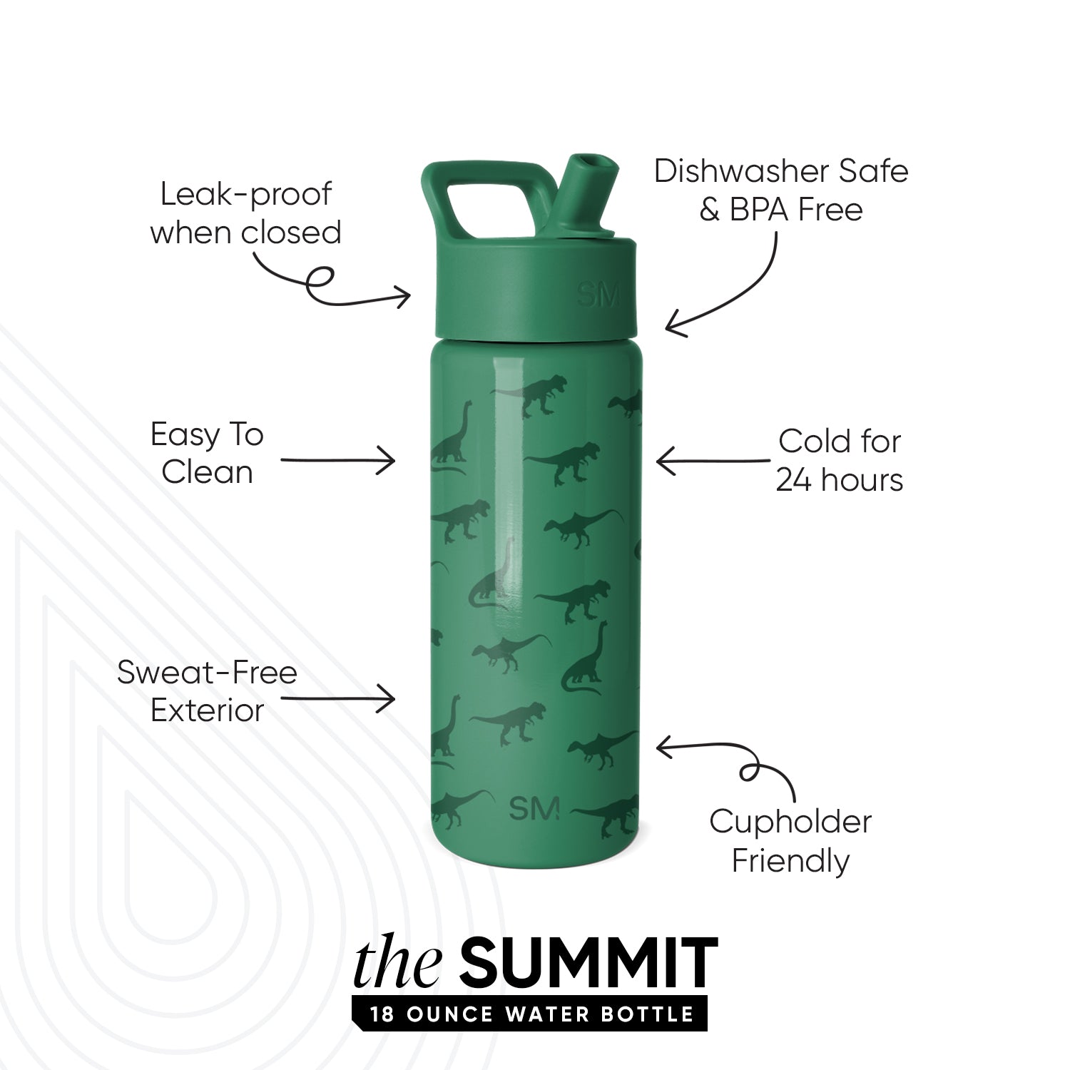 Summit Kids Water Bottle with Straw Lid - Dino World