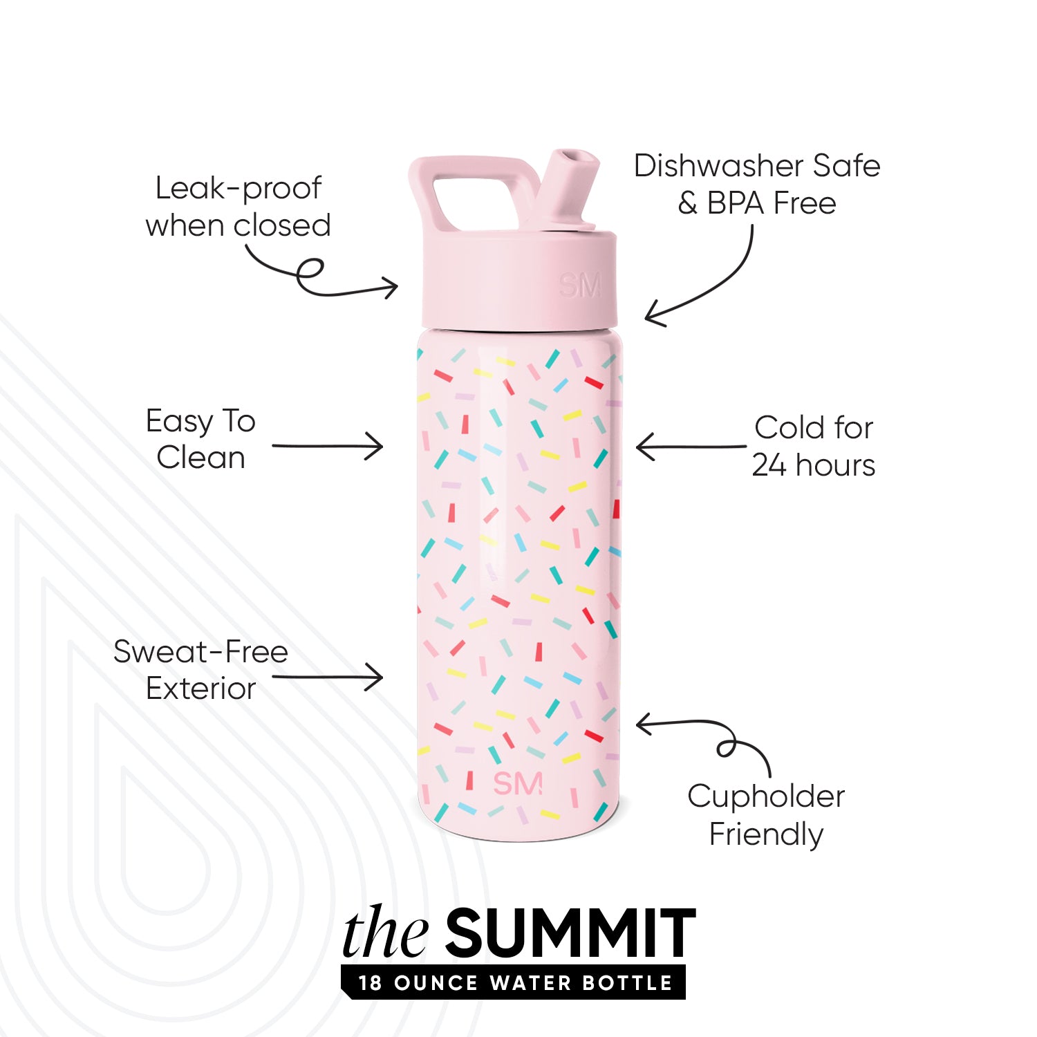 Summit Kids Water Bottle with Straw Lid - Confetti
