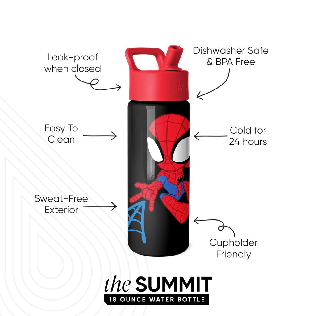 Summit Kids Water Bottle with Straw Lid - Spidey Kid
