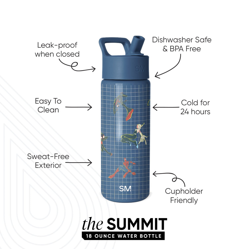 Summit Kids Water Bottle with Straw Lid - Spiderman Friends