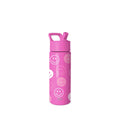 Summit Kids Water Bottle with Straw Lid - Pink Happy Faces