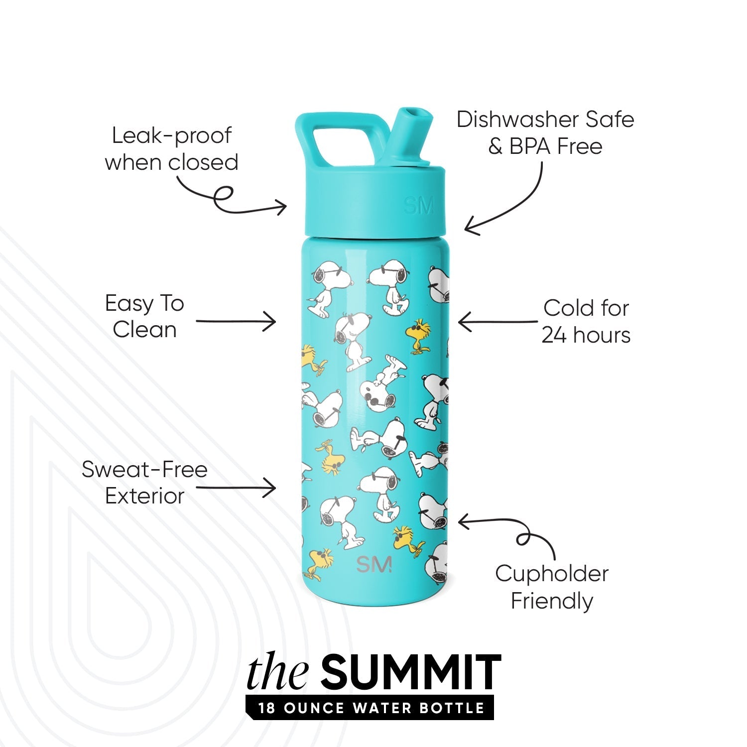 Summit Kids Water Bottle with Straw Lid - Snoopy \u0026 Woodstock