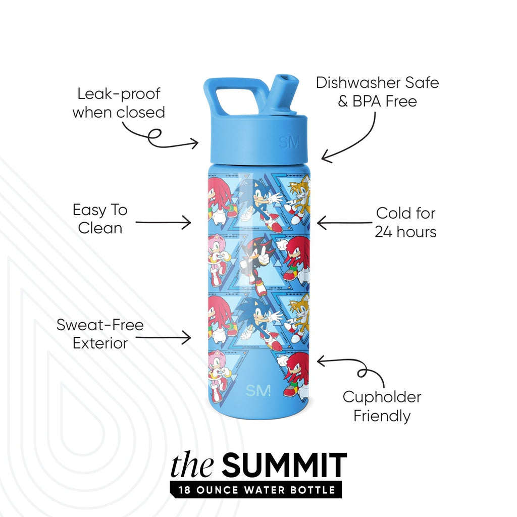 Summit Kids Water Bottle with Straw Lid - Sonic Pals