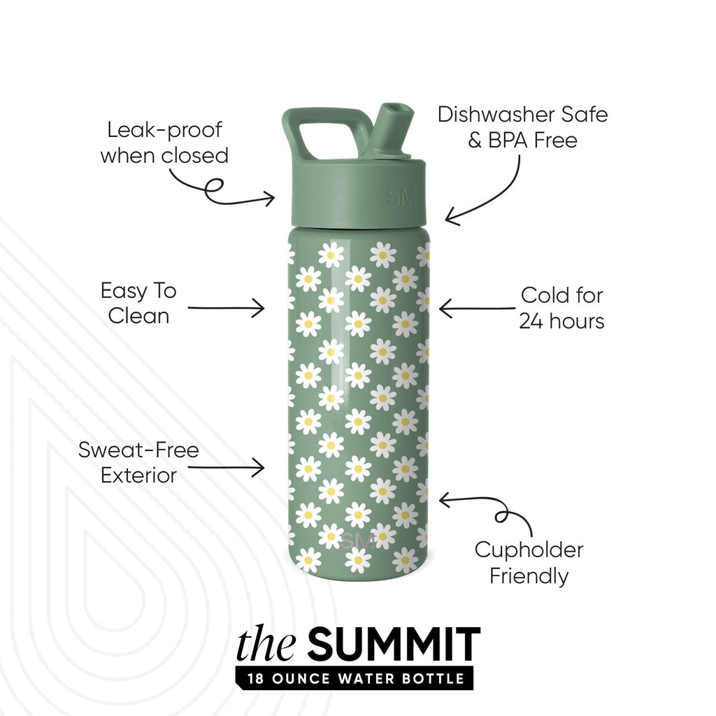 Summit Kids Water Bottle with Straw Lid - Sage Florals