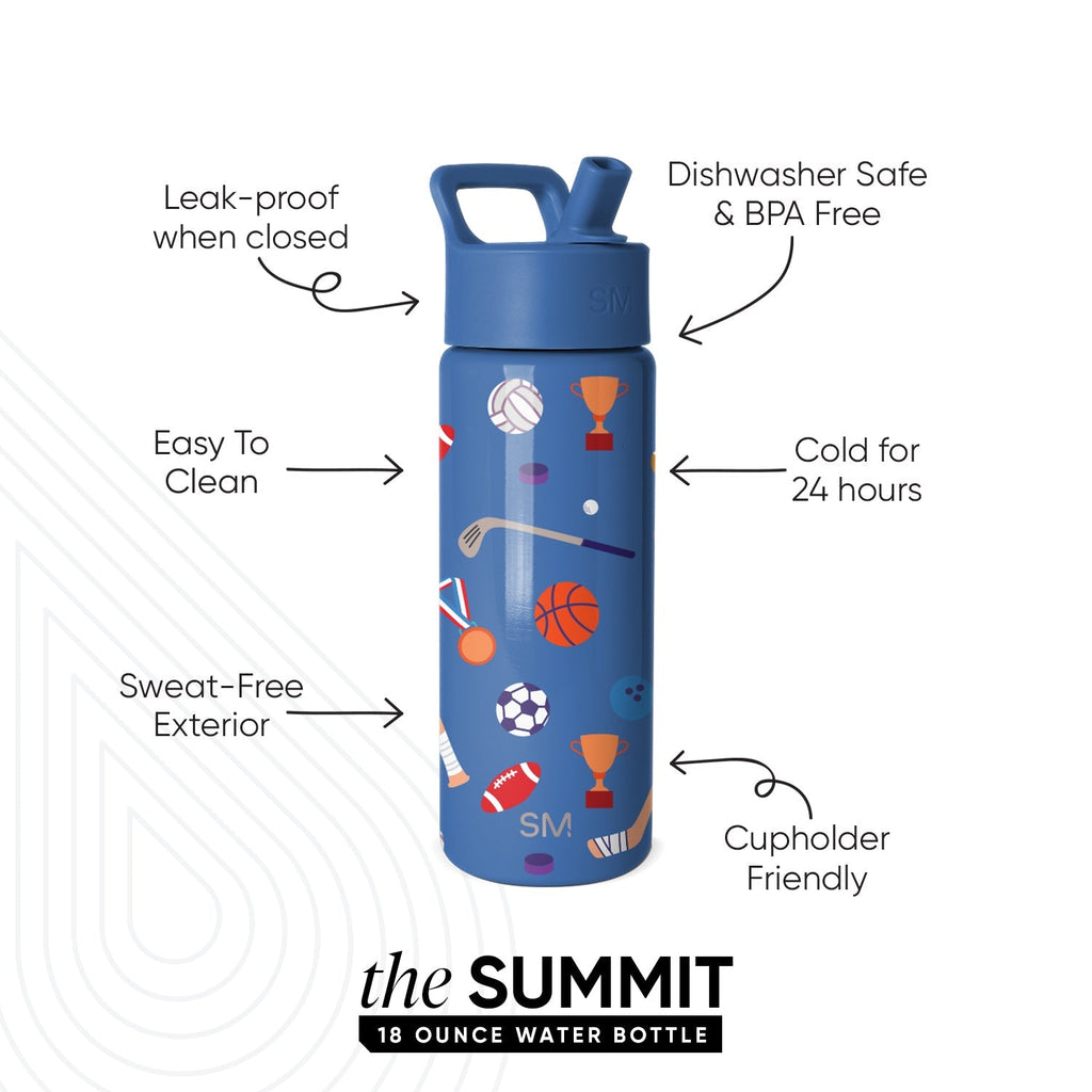 Summit Kids Water Bottle with Straw Lid - Sports Balls