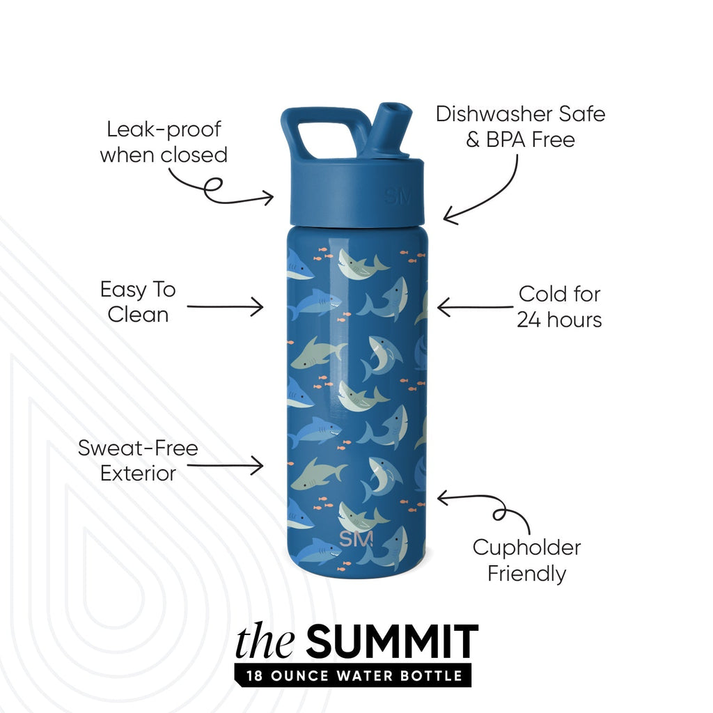 Summit Kids Water Bottle with Straw Lid - Shark Shiver