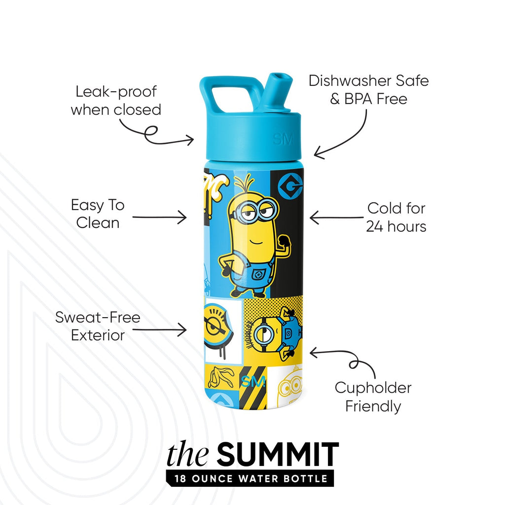 Summit Kids Water Bottle with Straw Lid - Minions Bello