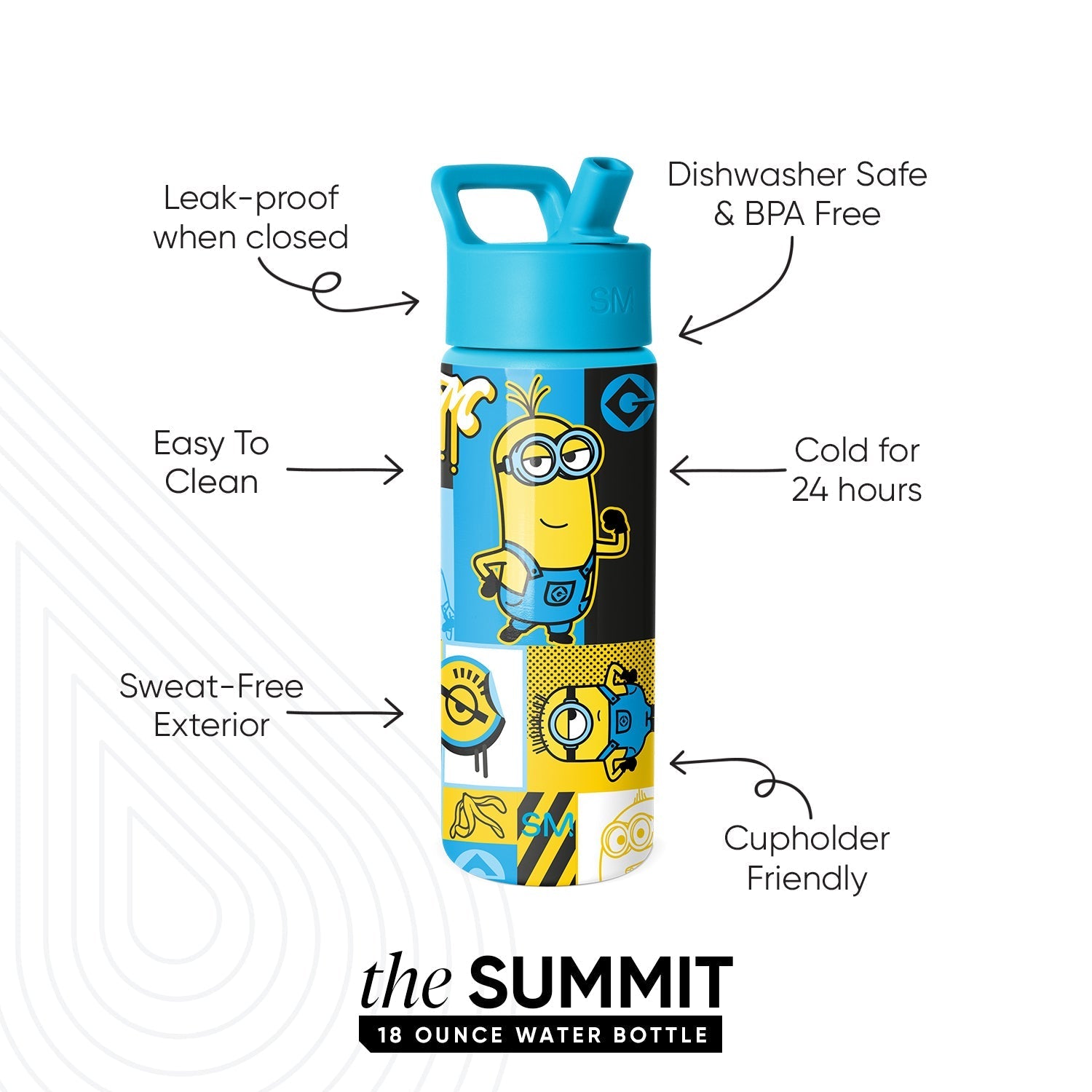 Summit Kids Water Bottle with Straw Lid - Minions Bello