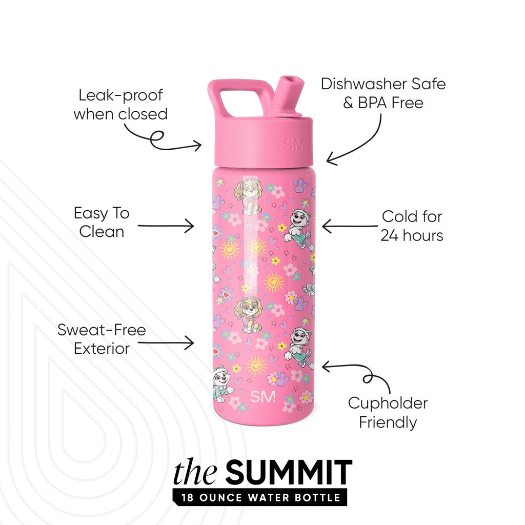 Summit Kids Water Bottle with Straw Lid - Paw Patrol Sunny Florals