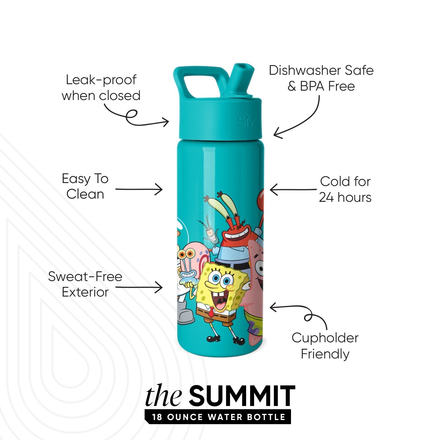 Summit Kids Water Bottle with Straw Lid - SpongeBob Pals