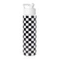 Summit Water Bottle with Straw Lid - Black and White Checkmate