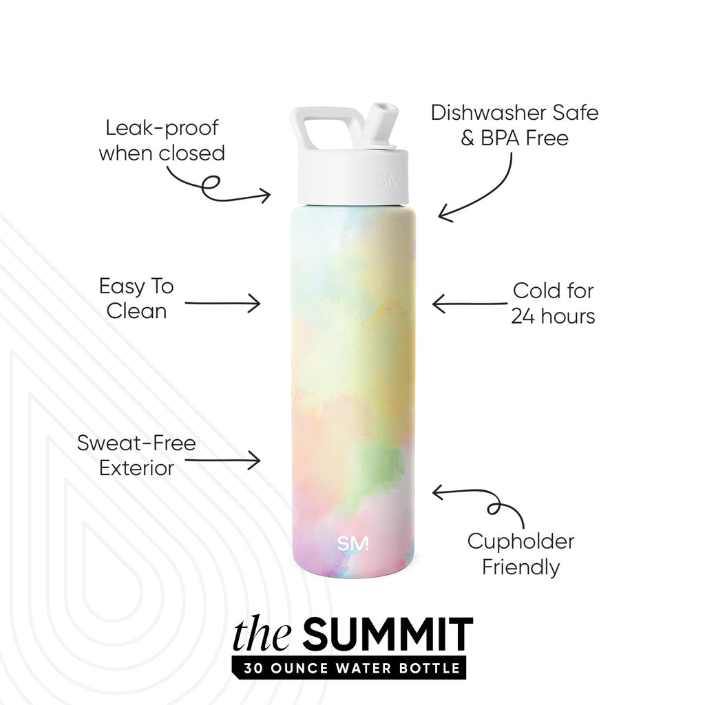Summit Water Bottle with Straw Lid - Cotton Candy Tie Dye