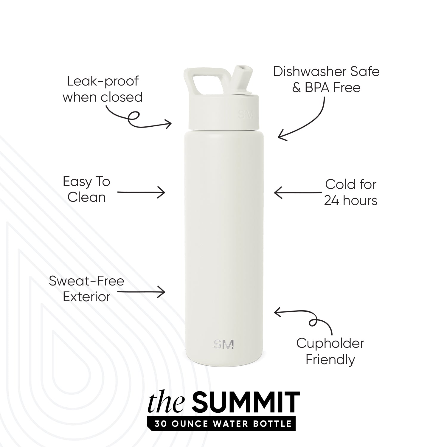 Summit Water Bottle with Straw Lid - Cream