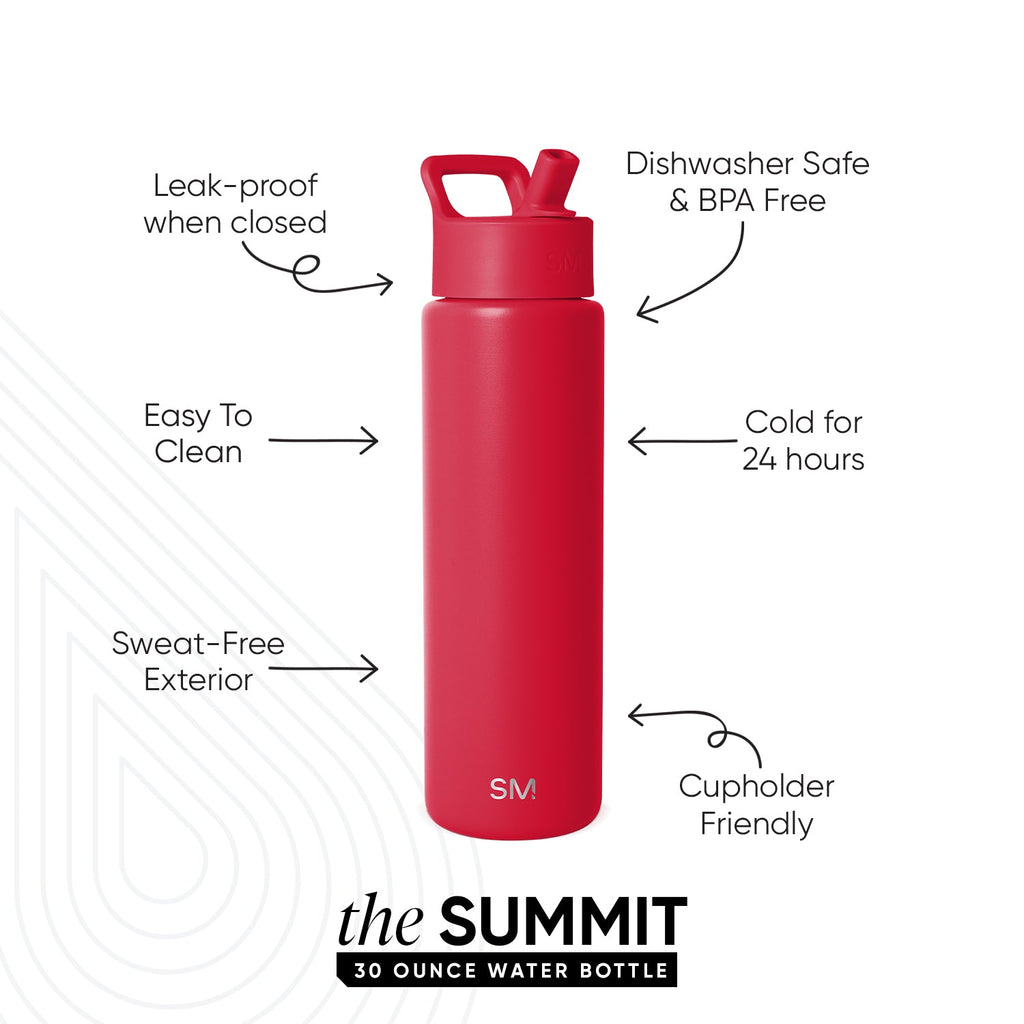 Summit Water Bottle with Straw Lid - Ember Red
