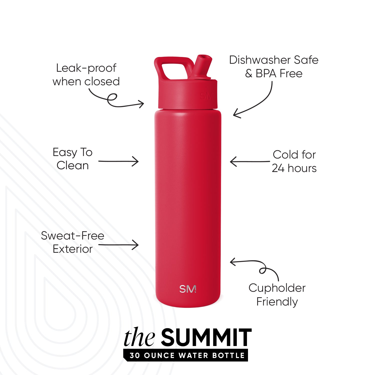 Summit Water Bottle with Straw Lid - Ember Red