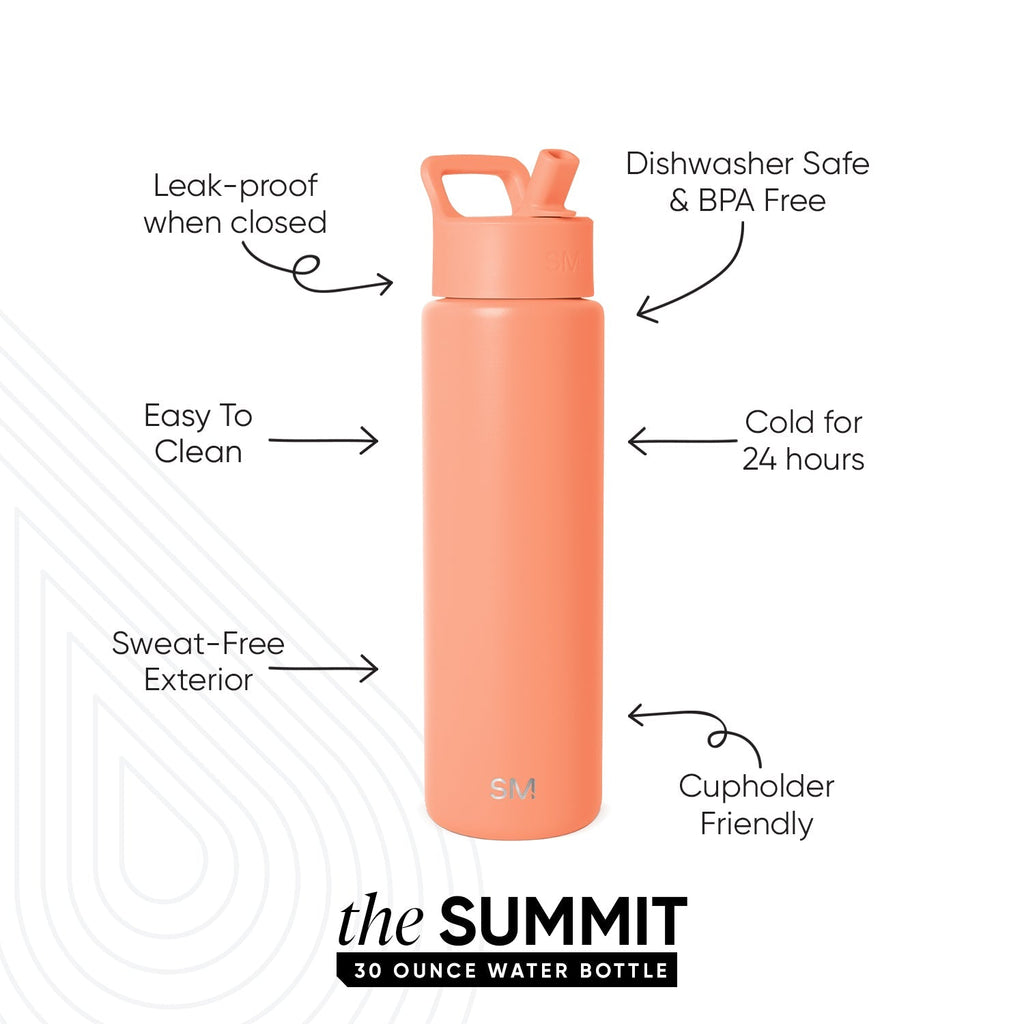 Summit Water Bottle with Straw Lid - Mango