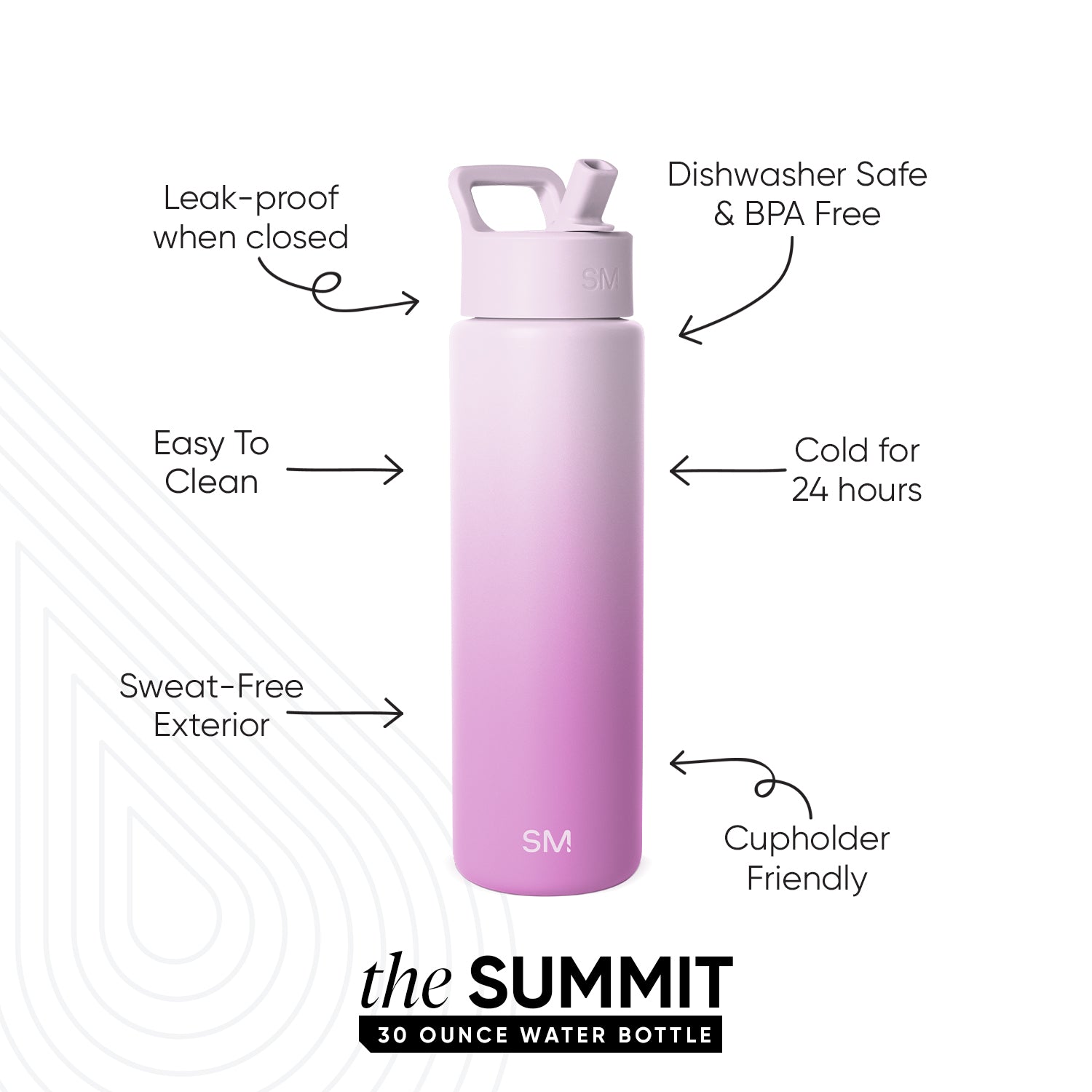 Summit Water Bottle with Straw Lid - Violet Dreams