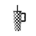 Trek Kids Tumbler with Silicone Straw Lid - Black and White Checkmate