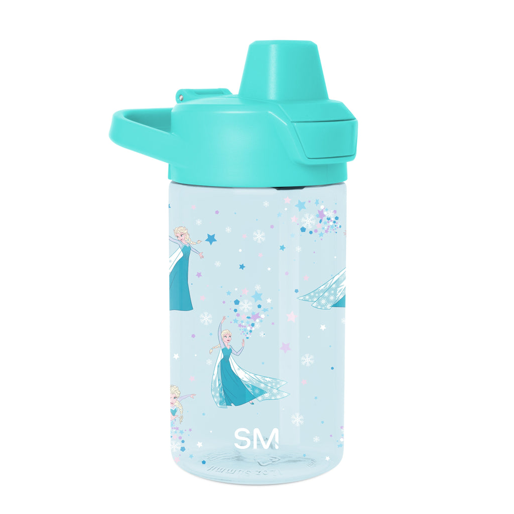 Summit Kids Plastic Water Bottle with Simple Flip Straw Lid - Frozen Elsa's Snowflake