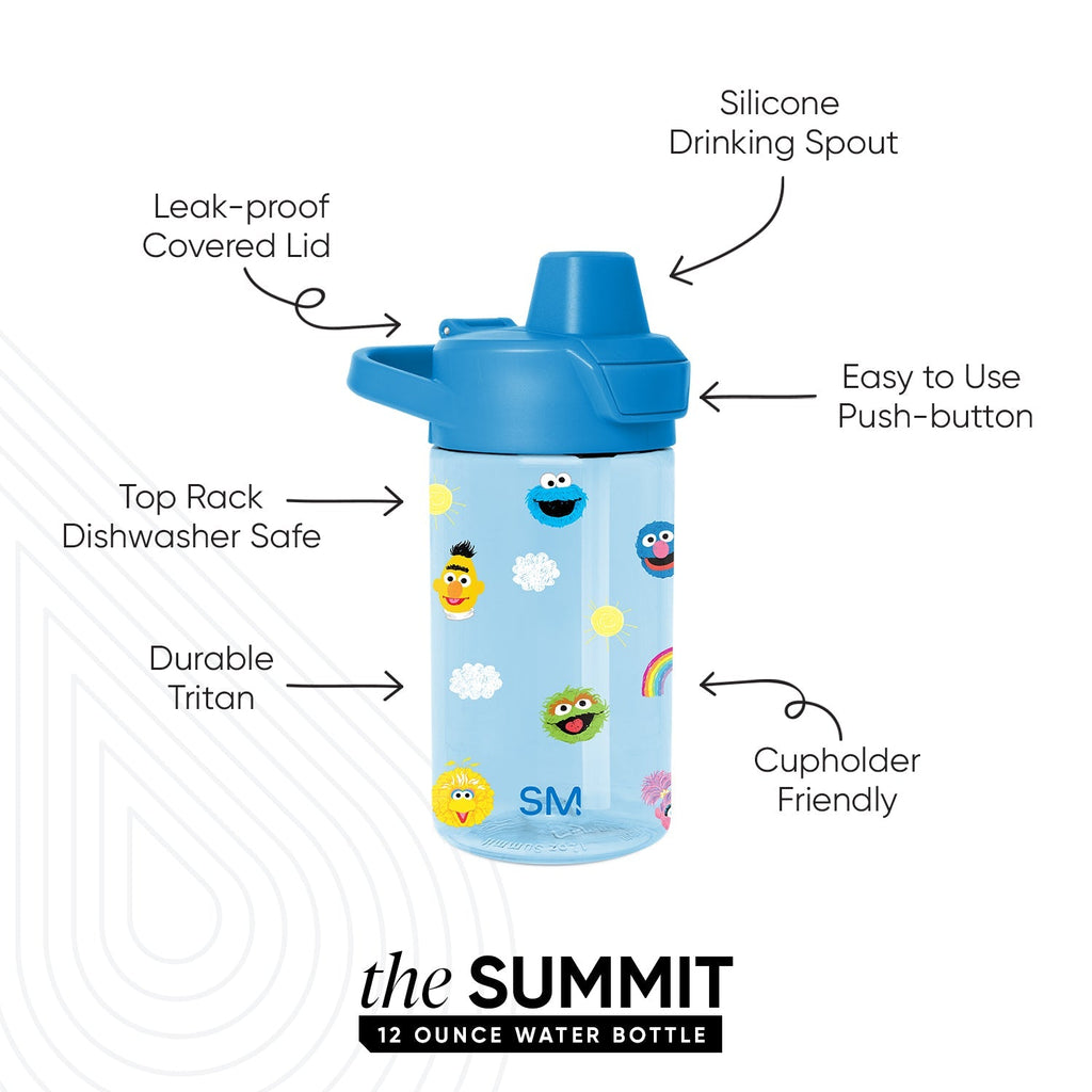Summit Kids Plastic Water Bottle with Simple Flip Straw Lid - Sesame Street Pals