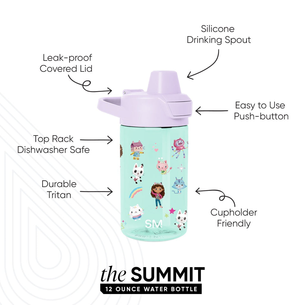 Summit Kids Plastic Water Bottle with Simple Flip Straw Lid - Gabby's Friends