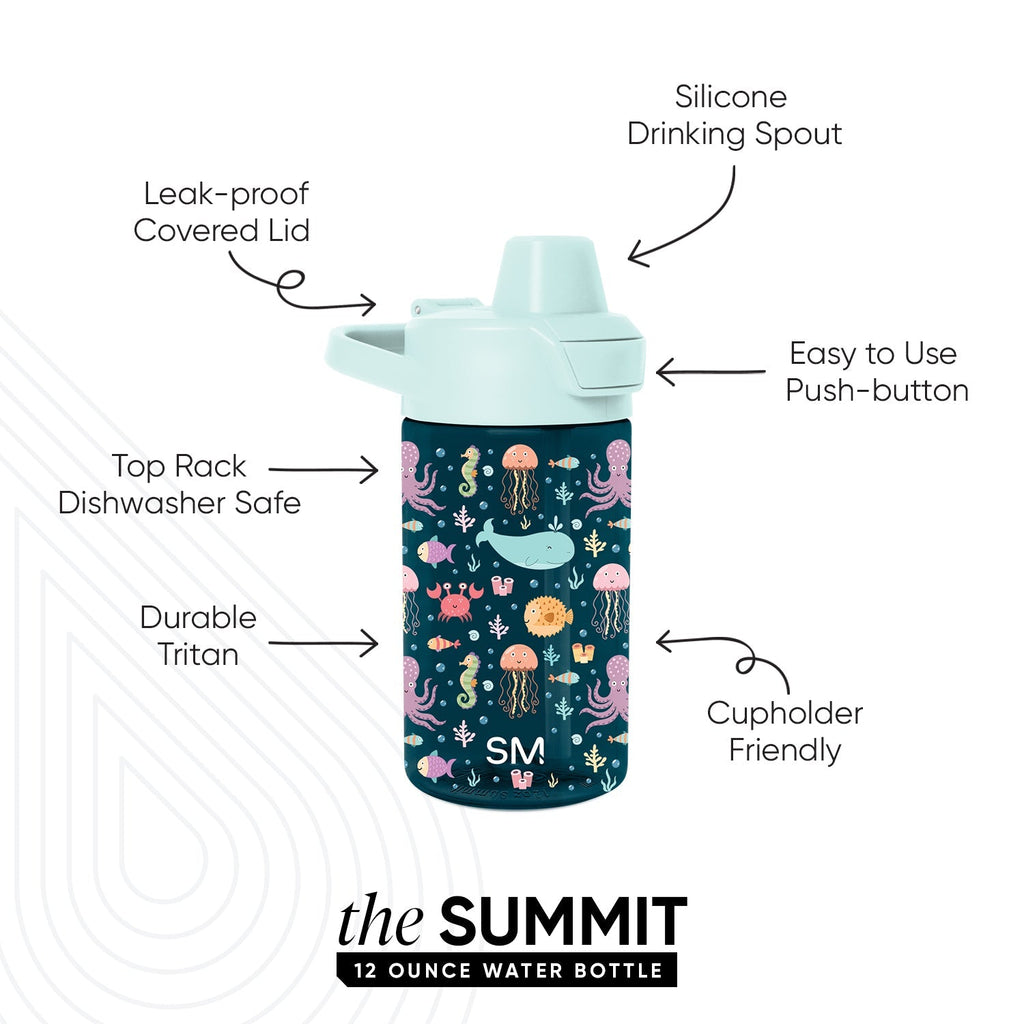 Summit Kids Plastic Water Bottle with Simple Flip Straw Lid - Under the Sea