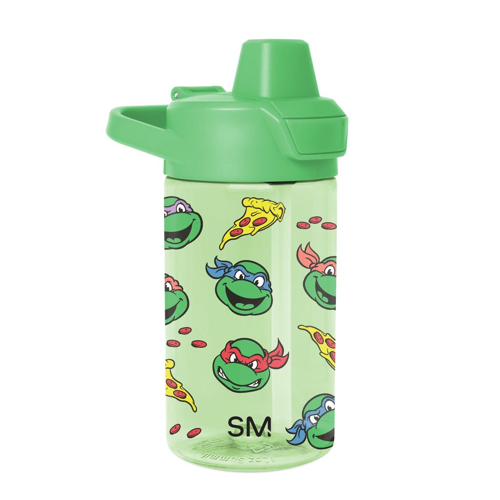 Summit Kids Plastic Water Bottle with Simple Flip Straw Lid - Teenage Mutant Ninja Turtles Pizza Time