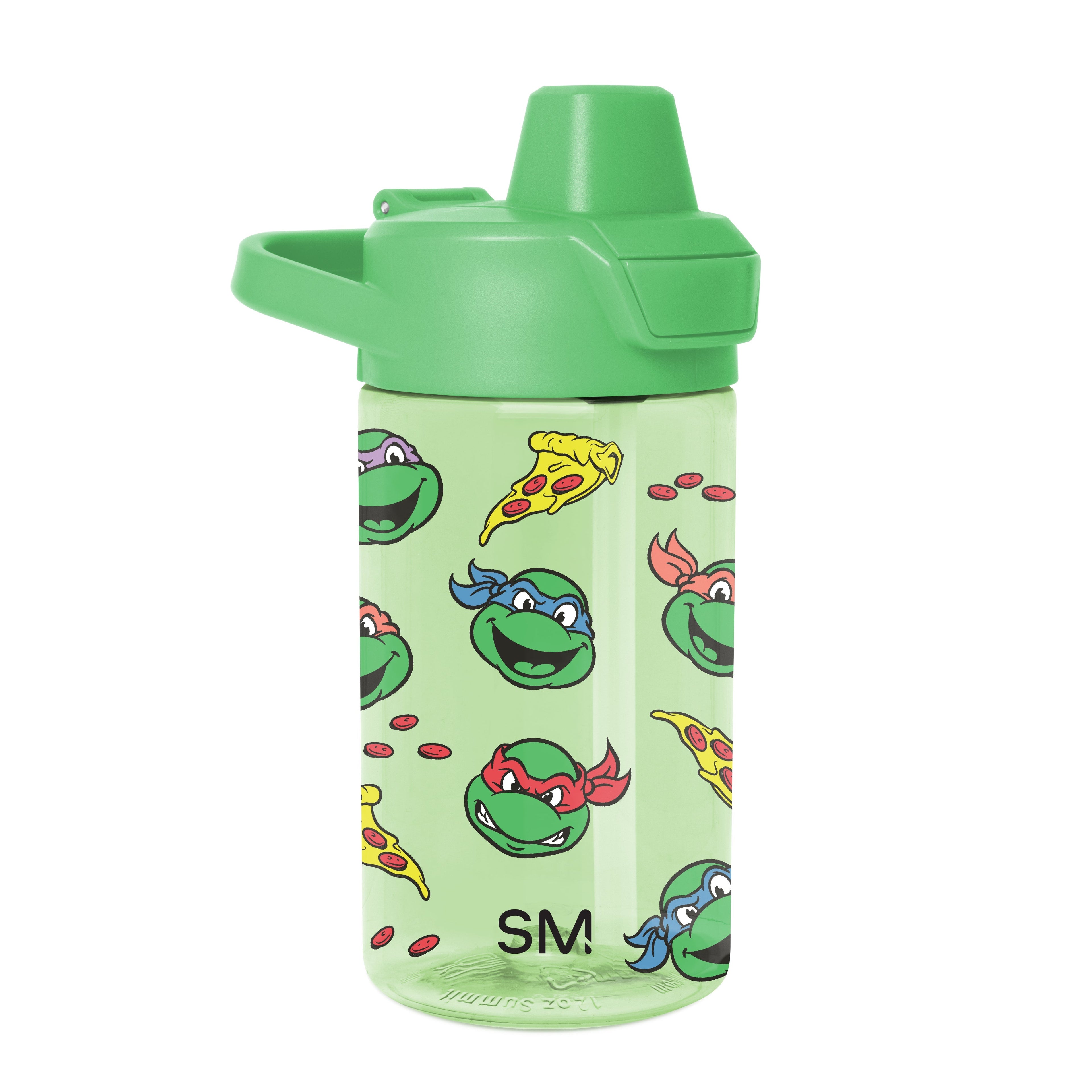 Summit Kids Plastic Water Bottle with Simple Flip Straw Lid - Teenage Mutant Ninja Turtles Pizza Time