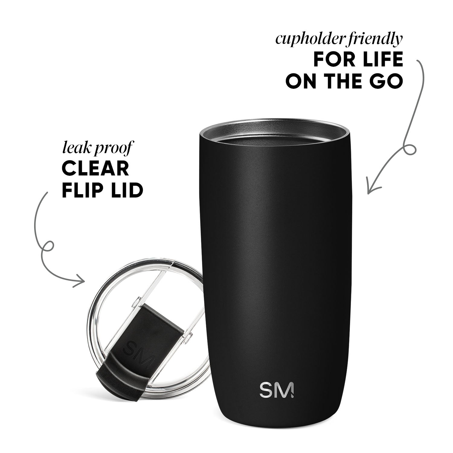 Voyager Tumbler with Clear Flip Lid \u0026 Straw - Midnight Black