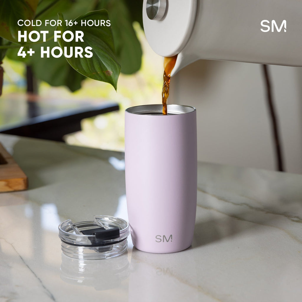 Voyager Tumbler with Clear Flip Lid \u0026 Straw - Violet Dreams