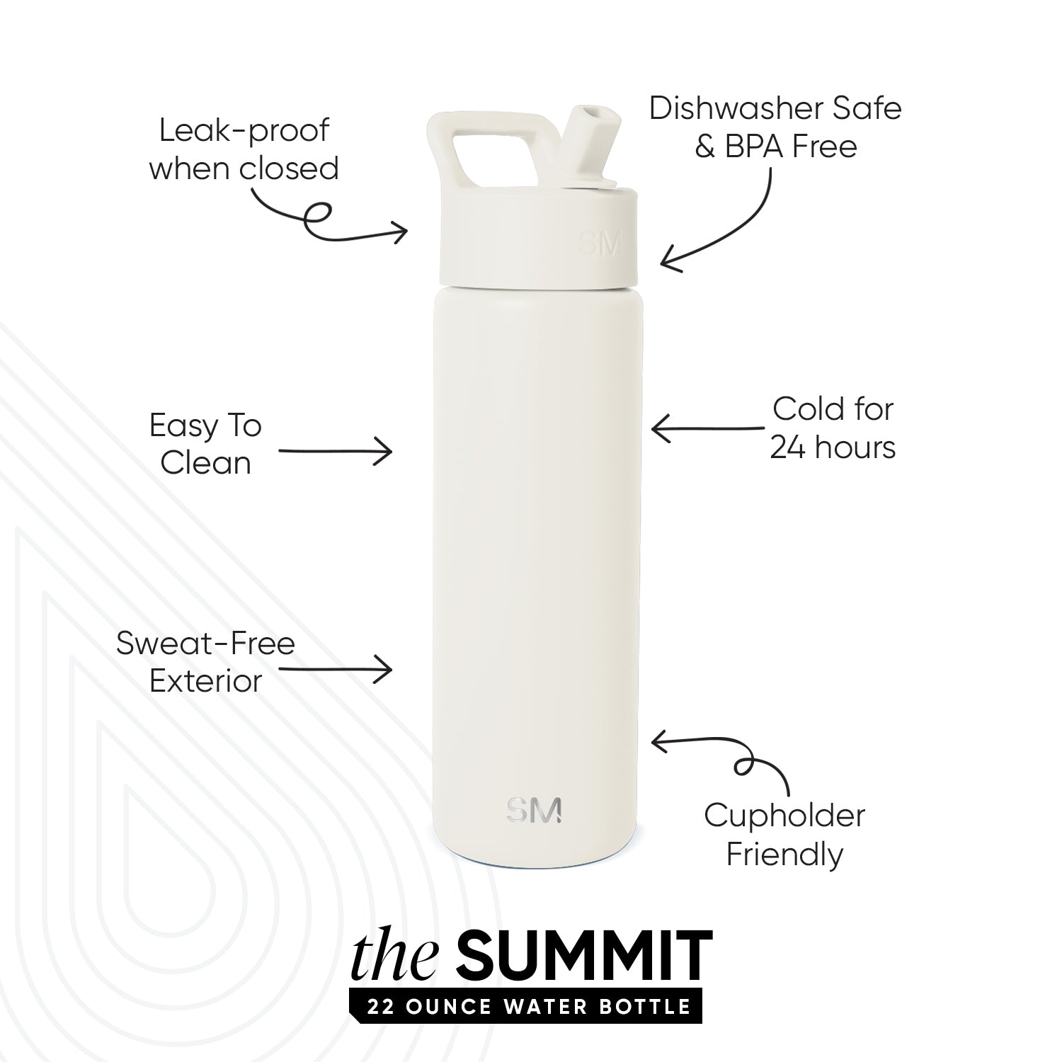 Summit Water Bottle with Straw Lid - Cream